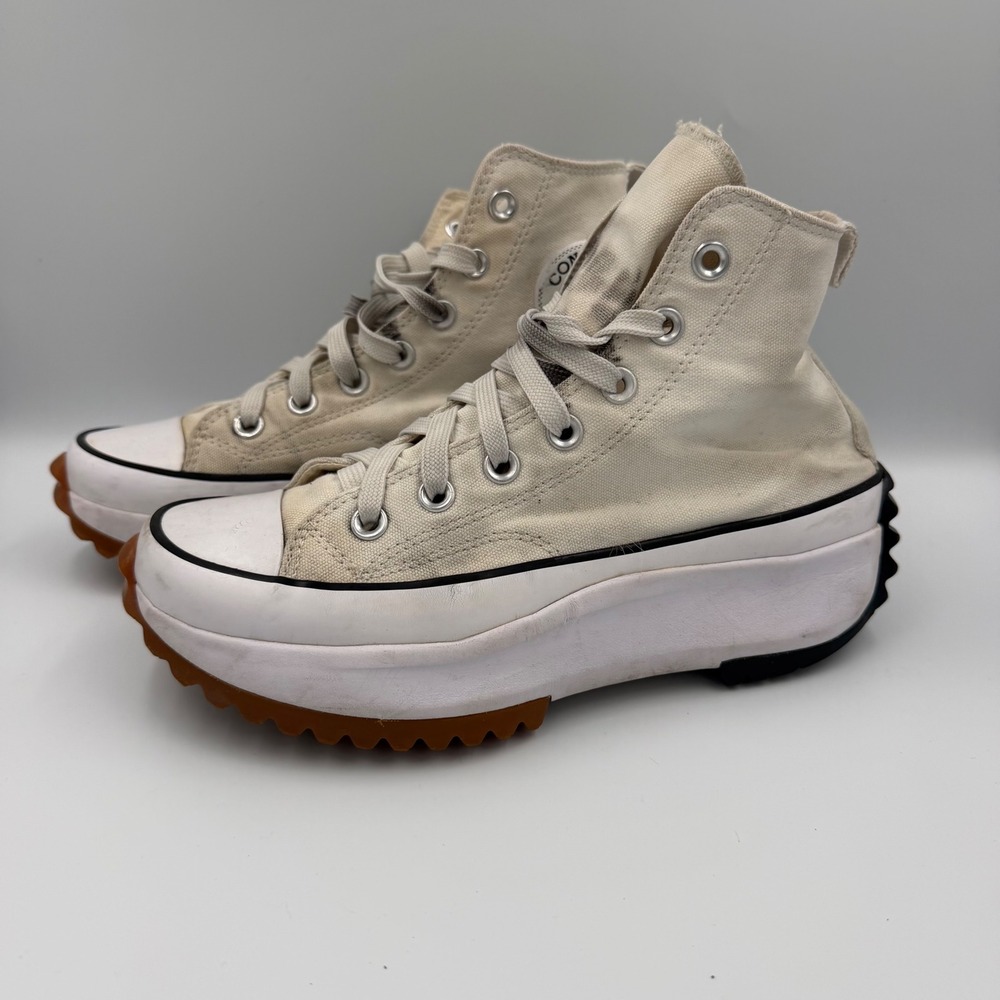Converse Run Star Hike Womens 7.5 Mens 6 High Top Platform Sneakers Parchment